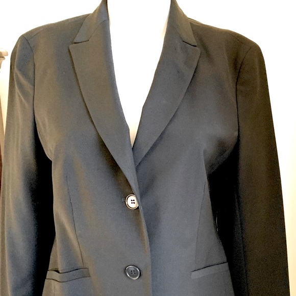 Talbots black 87% fine wool 2 Pc pants suit short blazer & straight pants US 8 - Picture 7 of 16